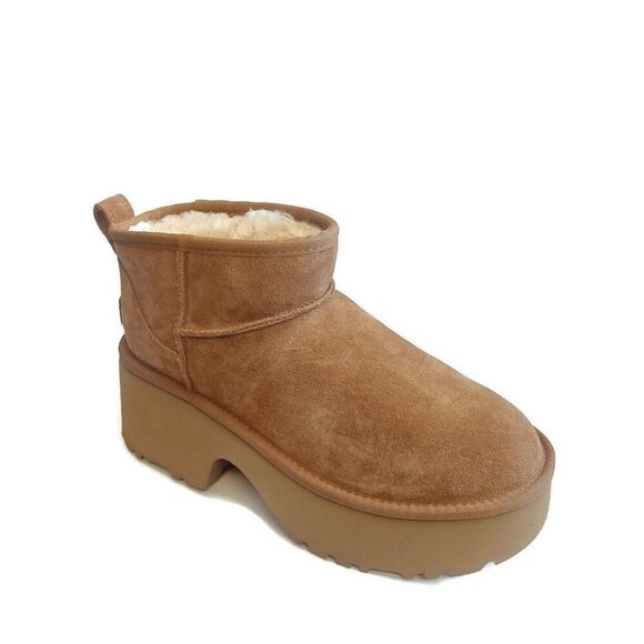 UGG Classic Womens Size 9 Ultra Mini New Heights Platform Boots Chestnut 1158311 - Picture 1 of 8